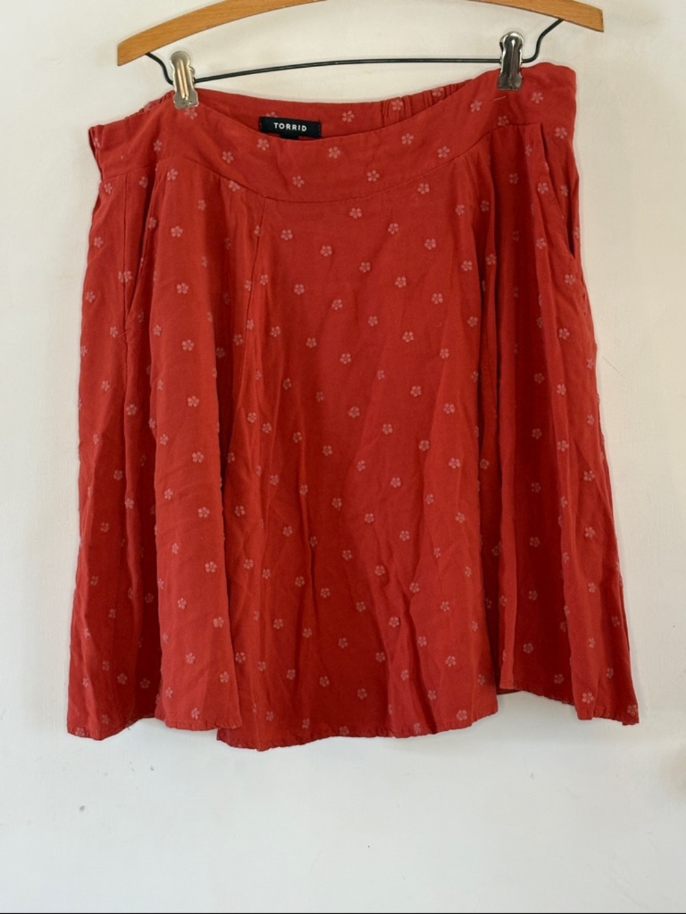 Torrid Size 0 terracotta full embroidered skirt with pockets